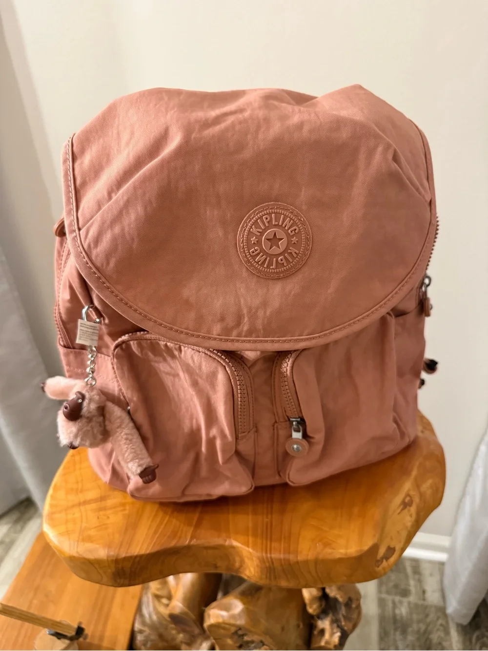 Kipling Kind Rose Backpack with Monkey Keychain